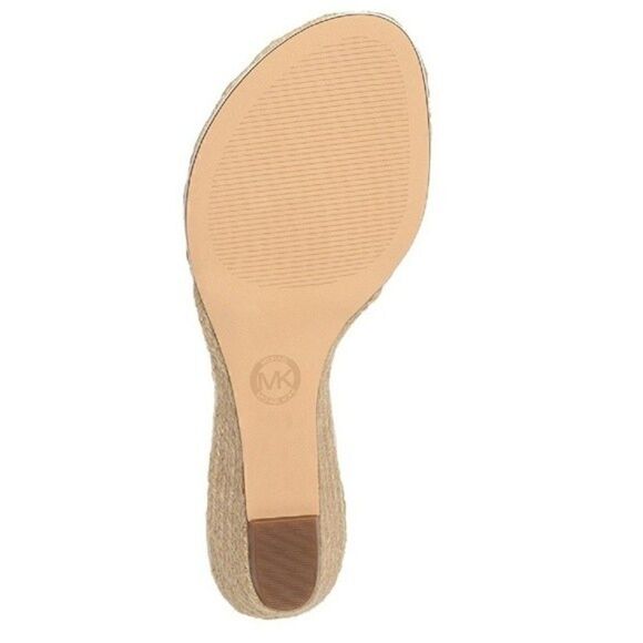 New! MICHAEL KORS Women's Rhinestone T-Strap Espadrille Sandals Size 8 Brown - Picture 6 of 14